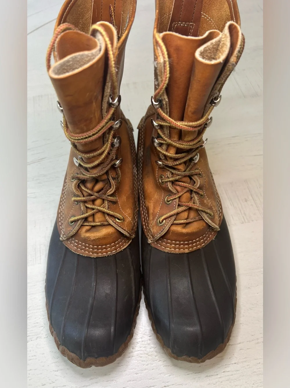 L.L. Bean Brown Leather Lace-Up Duck Boots